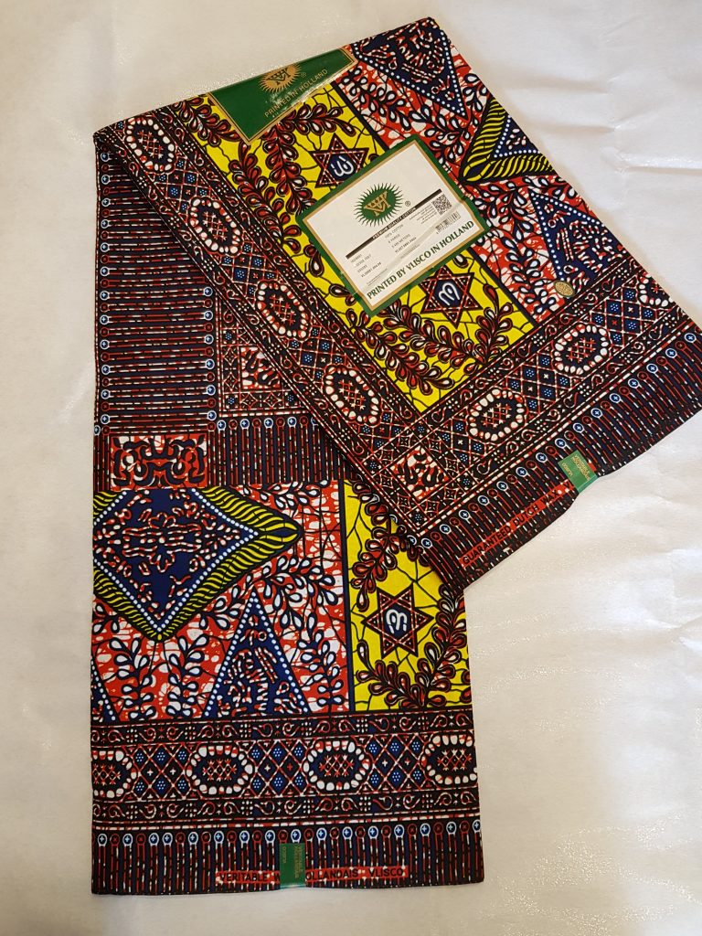 Veritable Real Wax Multicolored (Yellow, Brown, Red & Blue) African Fabric for Party Dress