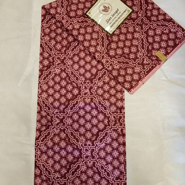Veritable wax mixed pink & wine African Fabric for Party Dress