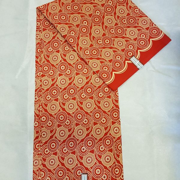 Perforated Veritable Real Wax Red & Gold African Fabric for Party Dress