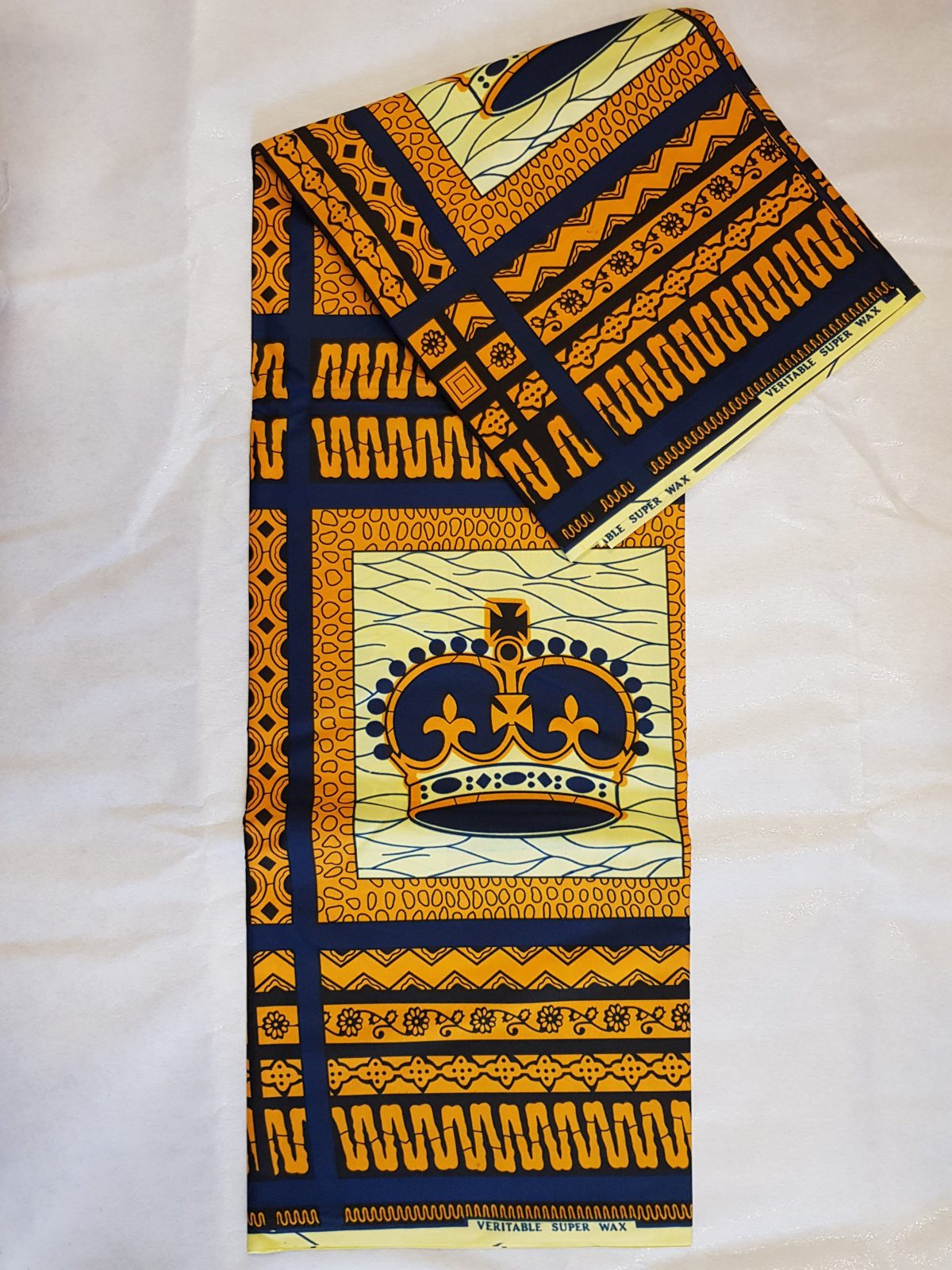 Veritable Wax blue, yellow & Gold African Fabric