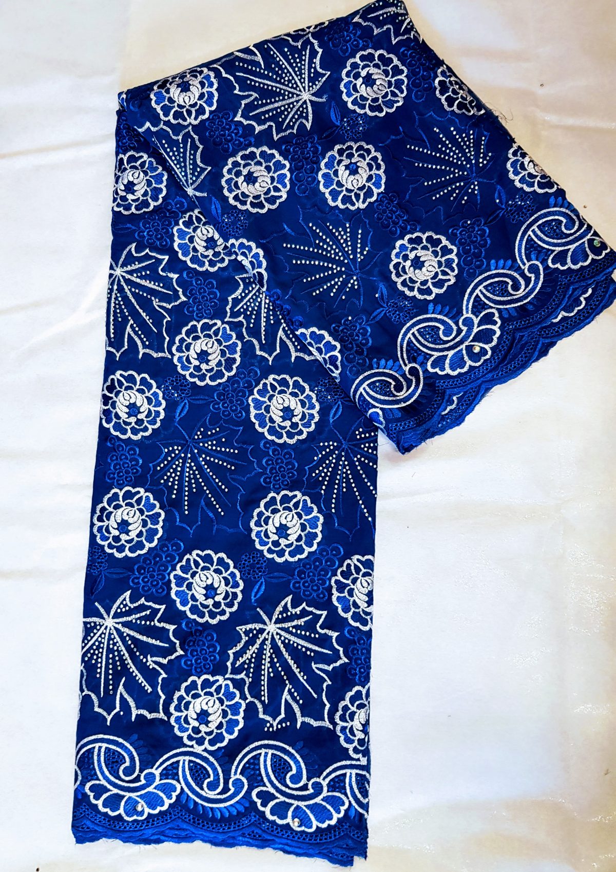 Voile lace Royal blue & silver Fabric
