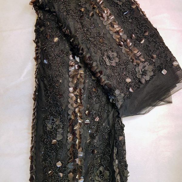 Black net lace black Fabric
