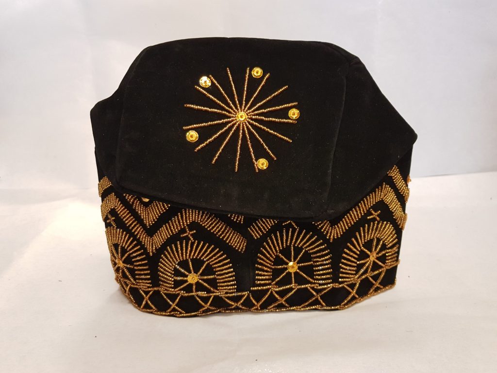 Black Men Designer Cap with golden pattern